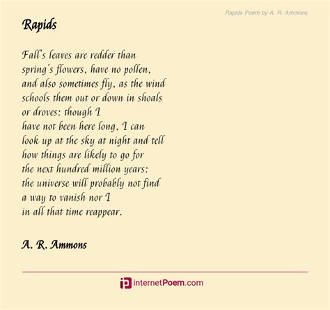 Rapids Poem By A R Ammons