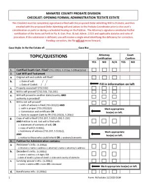 Fillable Online Manatee Probate Division Formal Administration