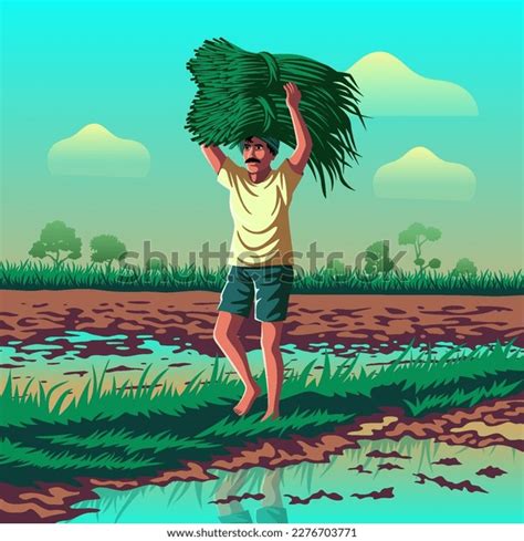 Uttar Pradesh Farmer Vibrant Vector Illustration Stock Vector Royalty