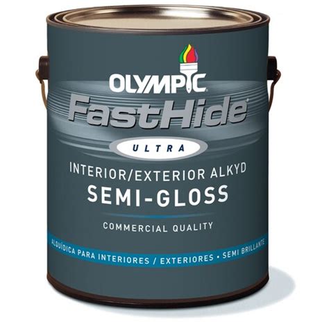 Olympic 1 Gallon Interior Exterior Semi Gloss White Oil Base Paint In The Exterior Paint