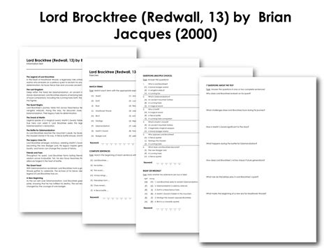 Lord Brocktree Redwall 13 By Brian Jacques 2000 Made By Teachers