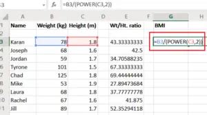 Calculate BMI in Excel using this BMI calculation formula