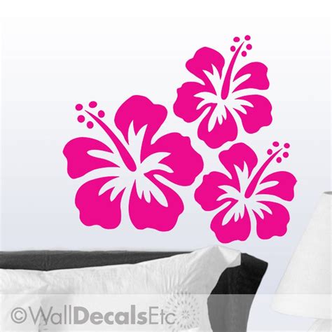 Vinyl Wall Decal 3 Hawaiian Tropical Hibiscus By Walldecalsetc