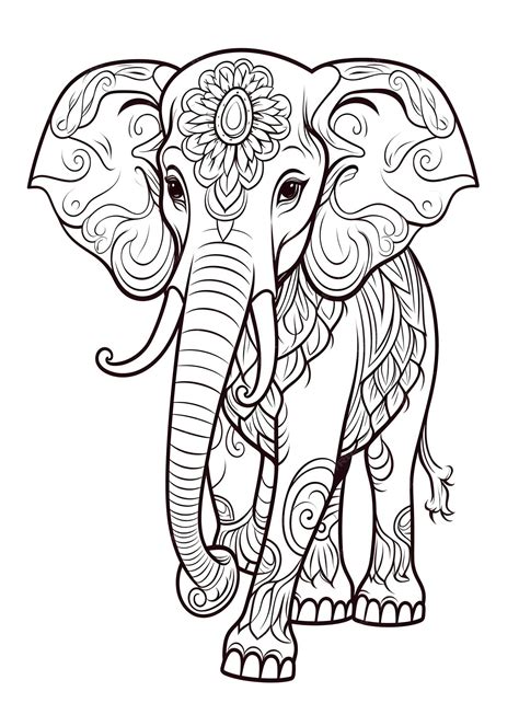 Página Para Colorear Elefante Arte De Línea Elefante Página De Colorear Dibujo De Contorno De