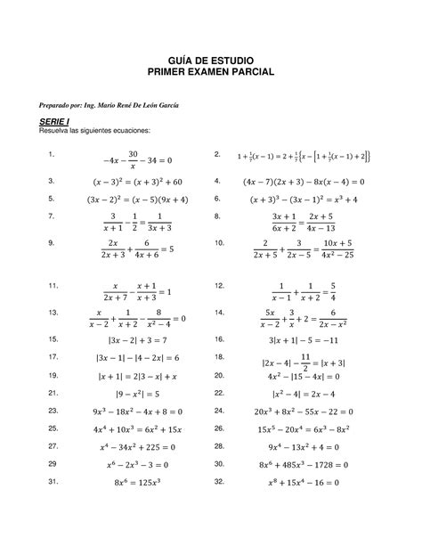 Guia De Estudio 01Parcial GUÍA DE ESTUDIO PRIMER EXAMEN PARCIAL