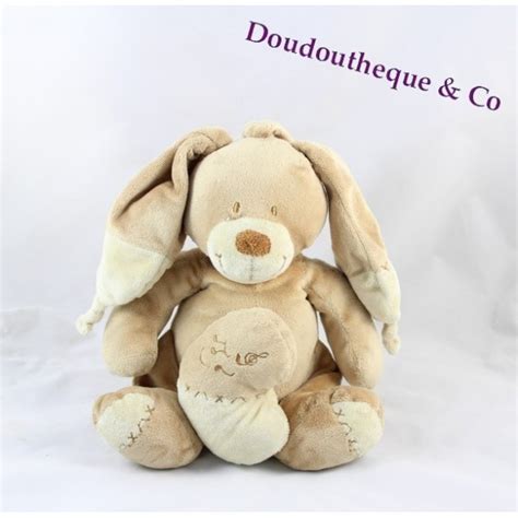 Peluche Musicale Lapin Bastien Nicotoy Beige Coeur Cm Sos Doudou