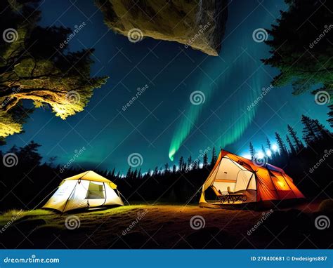 Camping at Night Under the Stars. Stock Illustration - Illustration of moonlight, tree: 278400681