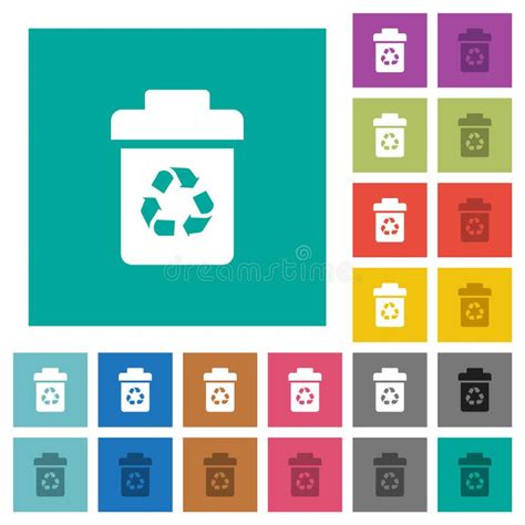 Iconos Multicolores Cuadrados De La Papelera De Reciclaje Ilustración