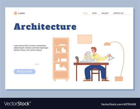 Architectural Agency Website Banner Mockup Vector Image