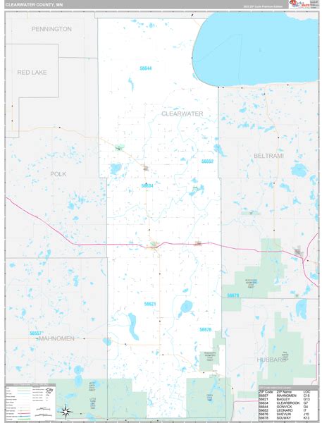 Clearwater County, MN Wall Map Premium Style by MarketMAPS