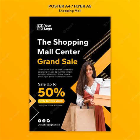 Premium PSD | Geometric shopping mall poster template