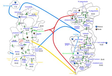 Classic Wow Horde Flight Path Map