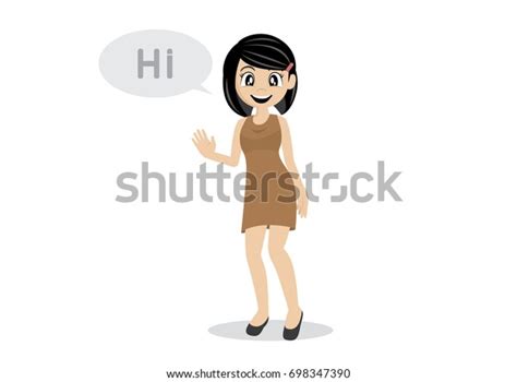 Cartoon Character Girl Saying Hi Vector Stock Vector Royalty Free 698347390 Shutterstock