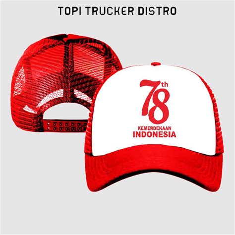 Jual Topi Trucker Jaring HUT RI 78 Thn KEMERDEKAAN INDONESIA MERAH