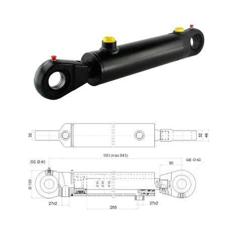 Hydraulikzylinder Doppeltwirkend Cj F Mit Gelenkaugen Mm