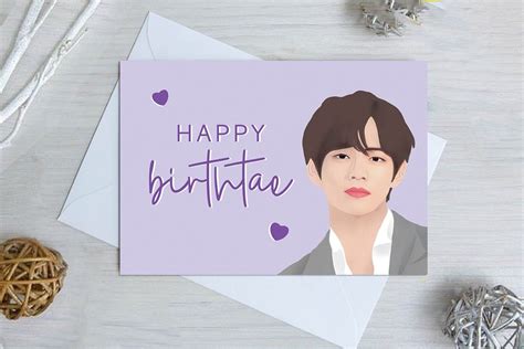 Bts V Birthday Cute Birthday Cards Birthday Greeting Cards Funny Cards Cute Cards Bts