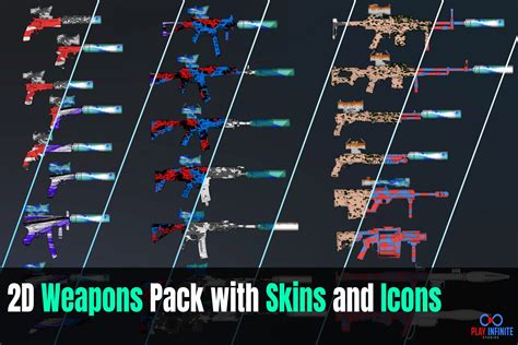 2d Weapons Pack With Skins And Icons 2d Unity Asset Store