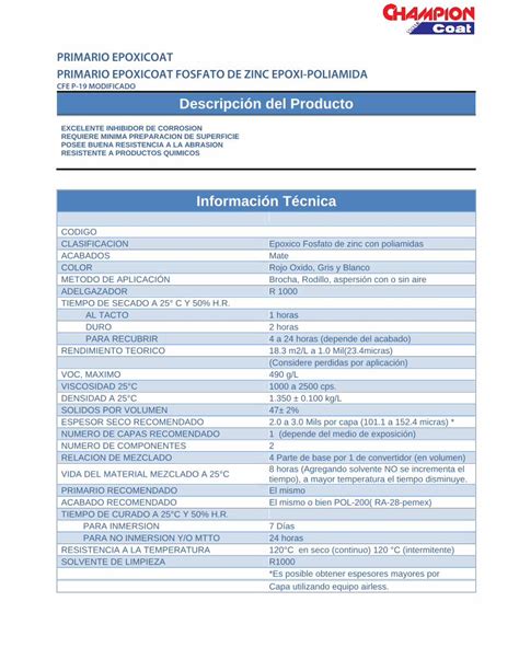 PDF HOJA TECNICA PRIMARIO EPOXICOAT P 19 PDF File 2014 08