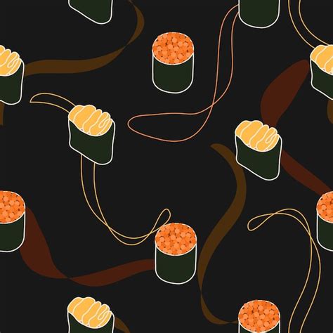 Premium Vector Cute Japanese Sushi Seamless Pattern