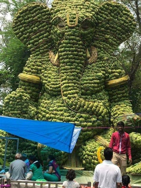 Ganapati Made With Bananas Banana Art Ganesha Hindu Gods