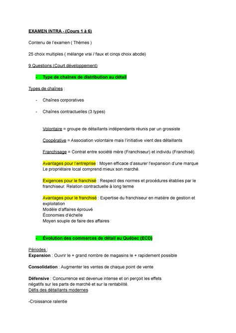 R Vision Mkg Examen Intra Cours Contenu De Lexamen