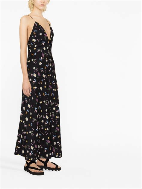 Stella Mccartney Floral Print Silk Maxi Dress Black Farfetch