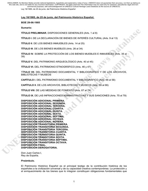 Ley 16 1985 de 25 de junio del Patrimonio Histórico