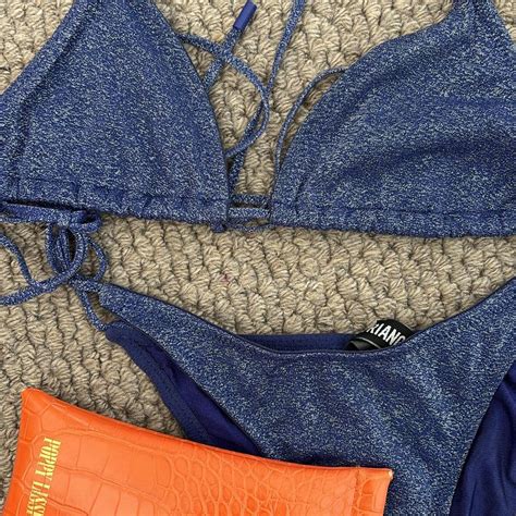 Blue Triangl Bikini Set Large Top Medium Depop