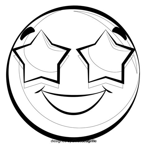 Star Eyes Emoji Emoticon Smile Drawing Black And White Clipart Free