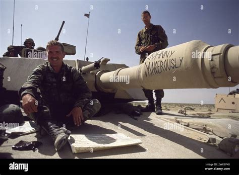 17th March 1991 The crew of a U.S. Army M1A1 Abrams tank of the 2nd Armored Division ("Hell on ...