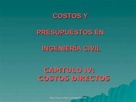 PPT Costos Y Presupuestos Capitulo Iv DOKUMEN TIPS