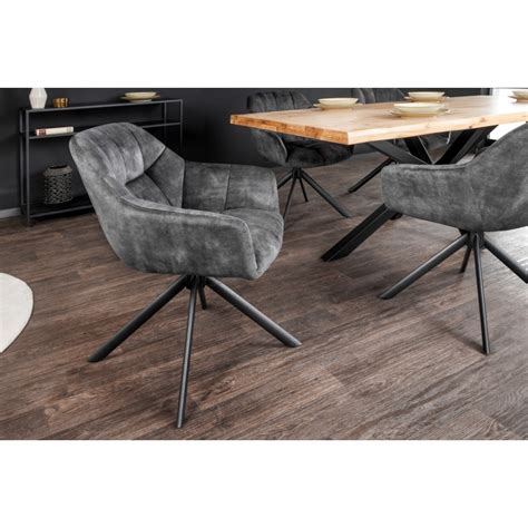 Ensemble De 2 Chaises De Repas Betty Rotatives En Velours Gris