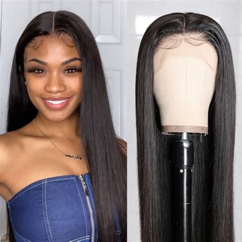 Kriyya T Part Lace Wigs Straight Hair Deep Middle Part Lace Wigs 150 Density Natural Color