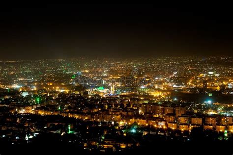 Damascus Night Aerial Syria Editorial Stock Image - Image of dark ...