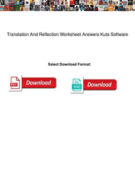 Fillable Online Translation And Reflection Worksheet Answers Kuta