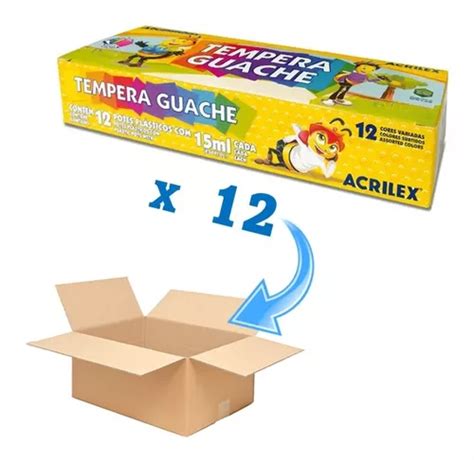 Pack 12 Temperas De 12 Colores Acrilex Artesano Librería Cuotas Sin