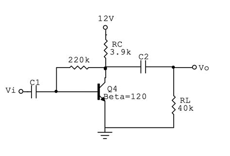 Solved 12V RC 3 9k C2 220k Ovo Vi Oft Q4 Beta 120 RL 40k Chegg