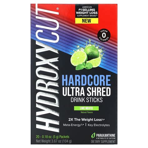 Hydroxycut Hardcore Ultra Shred Drink Sticks Lime Mojito Sticks