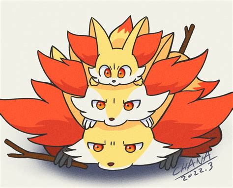 Braixen Fennekin And Delphox Pokemon Drawn By Chana Furrytails