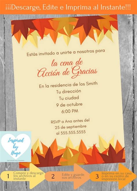 Invitación Cena De Acción De Gracias Invitación Cena Thanksgiving