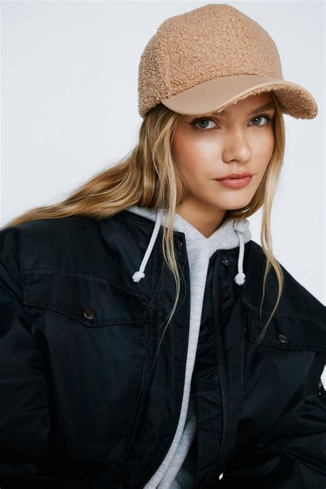 Shearling And Faux Leather Baseball Cap Nasty Gal