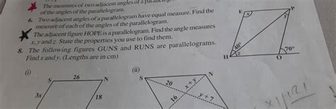 The Measures Of Two Adjacent Angles Of The Angles Of The Parallelogram 6