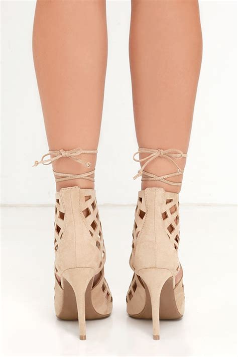 Sexy Nude Heels Lace Up Heels Caged Heels Dress Sandals 30 00