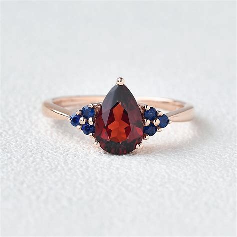 1.5ct Pear Shaped Garnet Rose Gold Ring – Felicegals