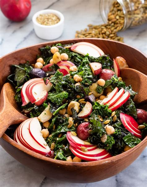 Kale Chickpea Salad with Creamy Miso Dressing Recipe | Chickpea salad ...