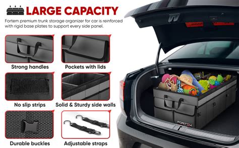 FORTEM Car Trunk Organizer Car Storage Organizer Collapsible Multi