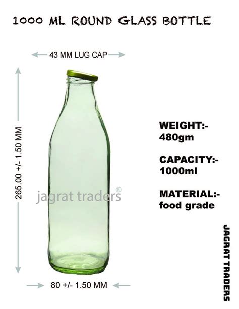 Lug Cap Transparent 1000 Ml Round Glass Bottle At Rs 13 Piece In