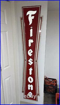 Vintage FIRESTONE TIRES Vertical Bowtie OIL GAS STATION Advertising