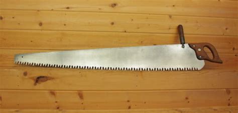 Vintage Ft One Man Cross Cut Logging Saw With A Helper Handle