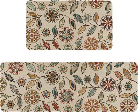 Farmhouse Kitchen Rugs and Mats Set of 2, Modern Floral Kitchen Mats ...